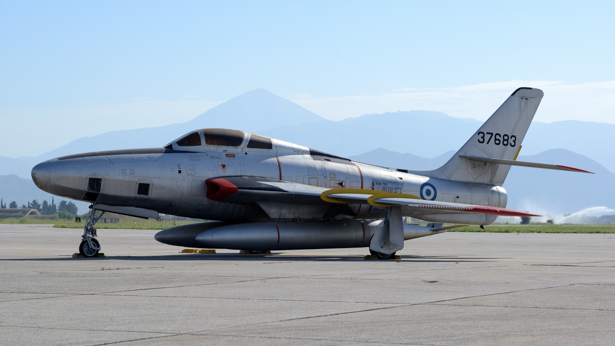 A well preserved Republic RF-84F Thunderflash was displayed at Larissa during the 348MTA closure cerimony. - copyright © Mauro Finati - click for the slideshow