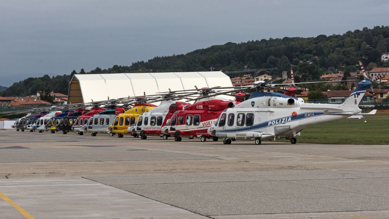 A massive line up of AW139s delivered