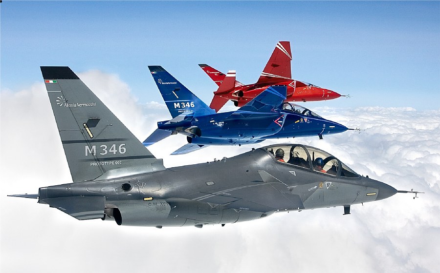 The three M-346 prototypes in flight